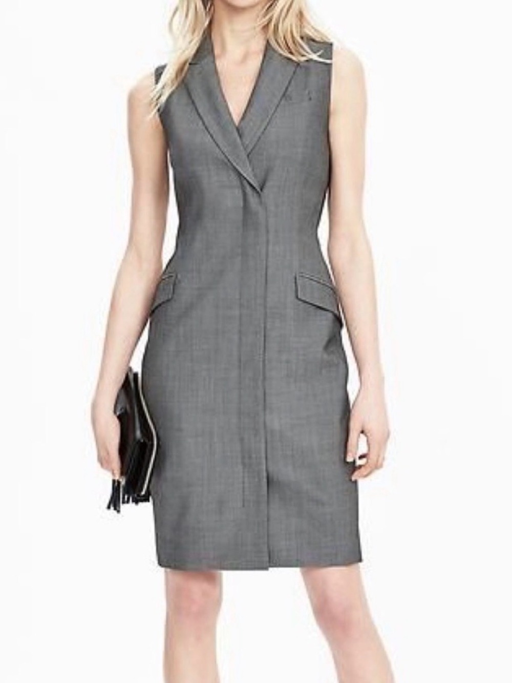 Banana Republic Gray Sleeveless Sheath Dress